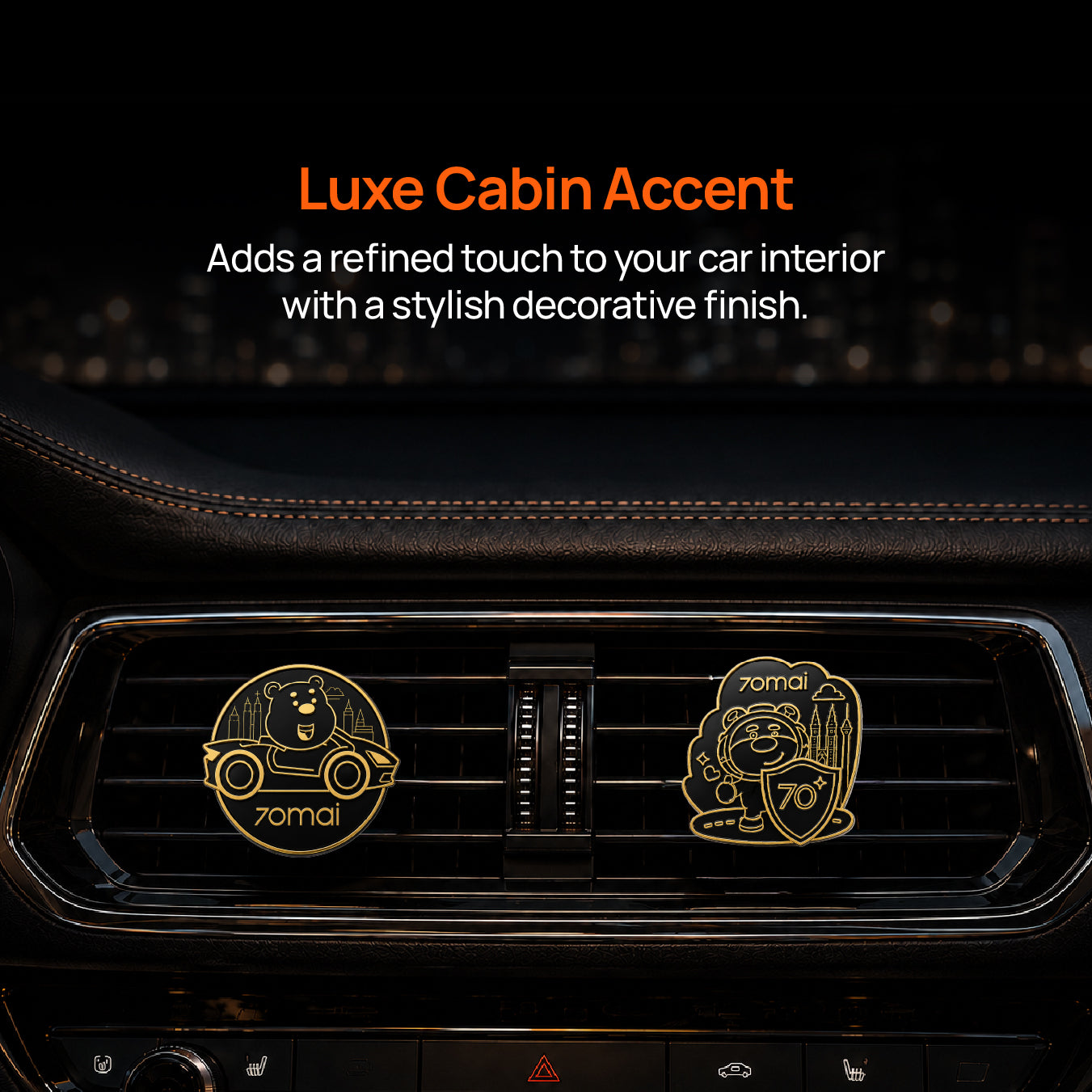 Car air vent perfume holders with two gold designs, 70mai