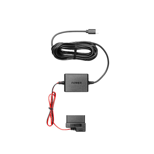 OBD Type-C hardwire kit with black power module and two-core red wire connectors