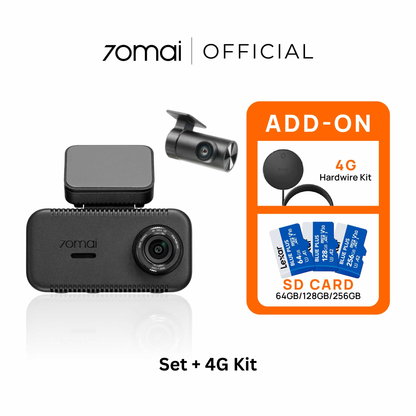 Dash cam set with 4G hardwire kit and SD card add-on