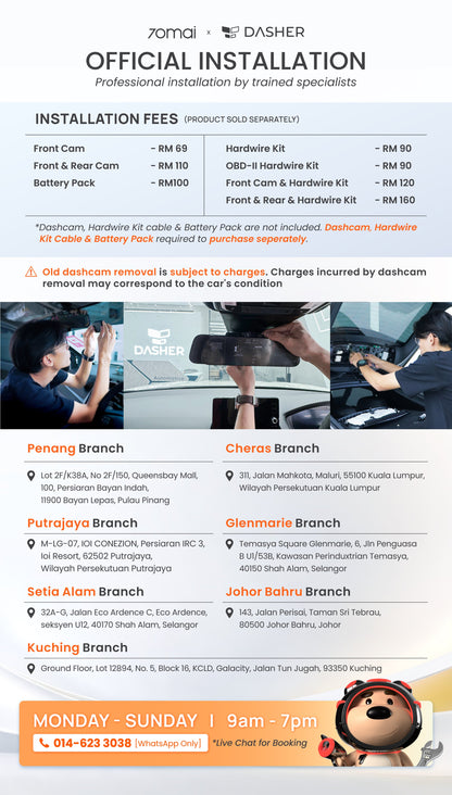 Dash Cam Installation Booking Product vendor