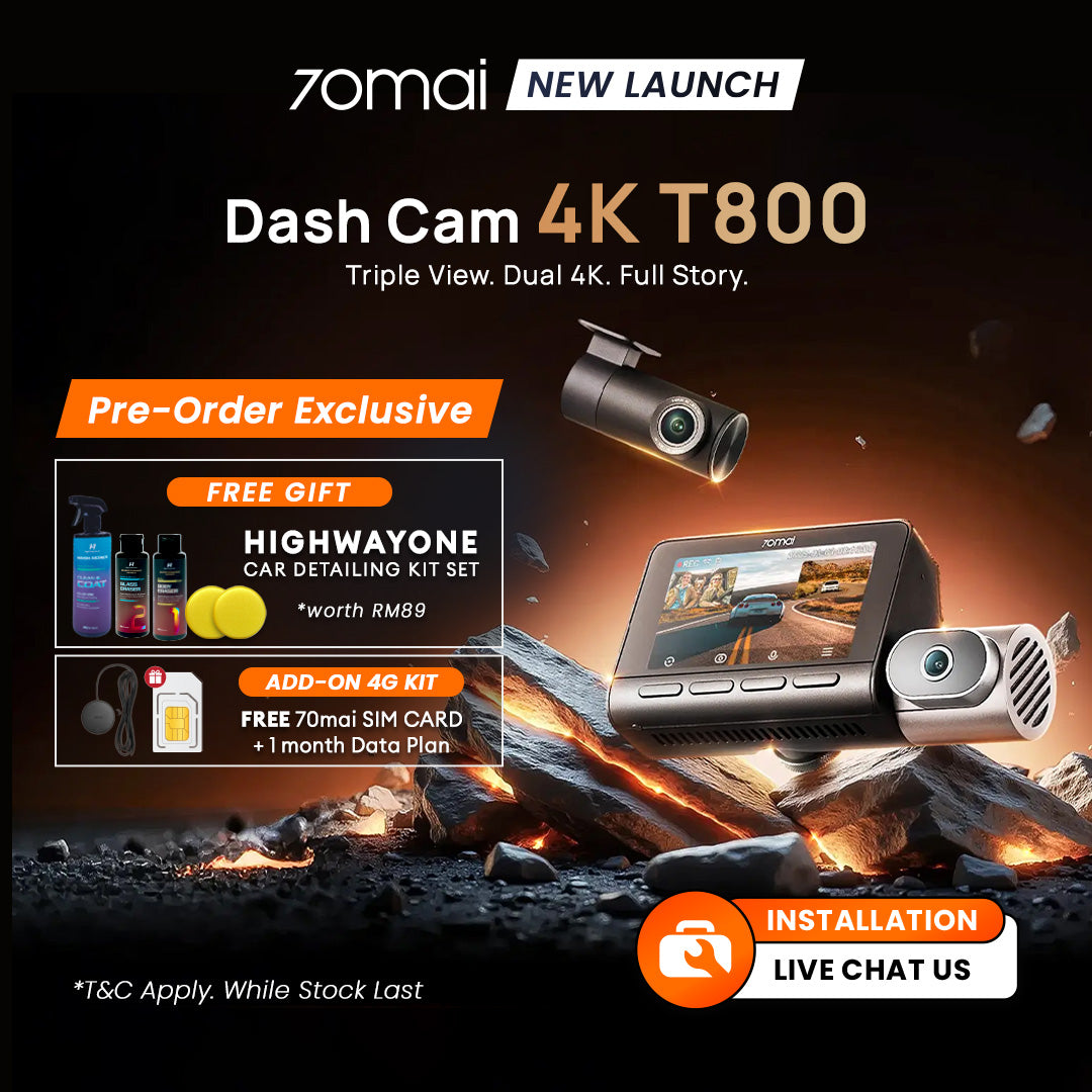 [New Launch] 70mai T800 Dashcam | 3 Channel | Dual 4K HDR | 4G GPS & AI Parking Surveillance [Pre-Order eta 5/10] Product vendor
