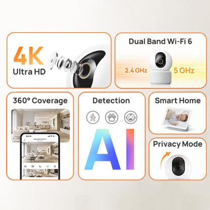 Indoor CCTV camera feature graphic with Wi‑Fi icons and camera silhouette, white