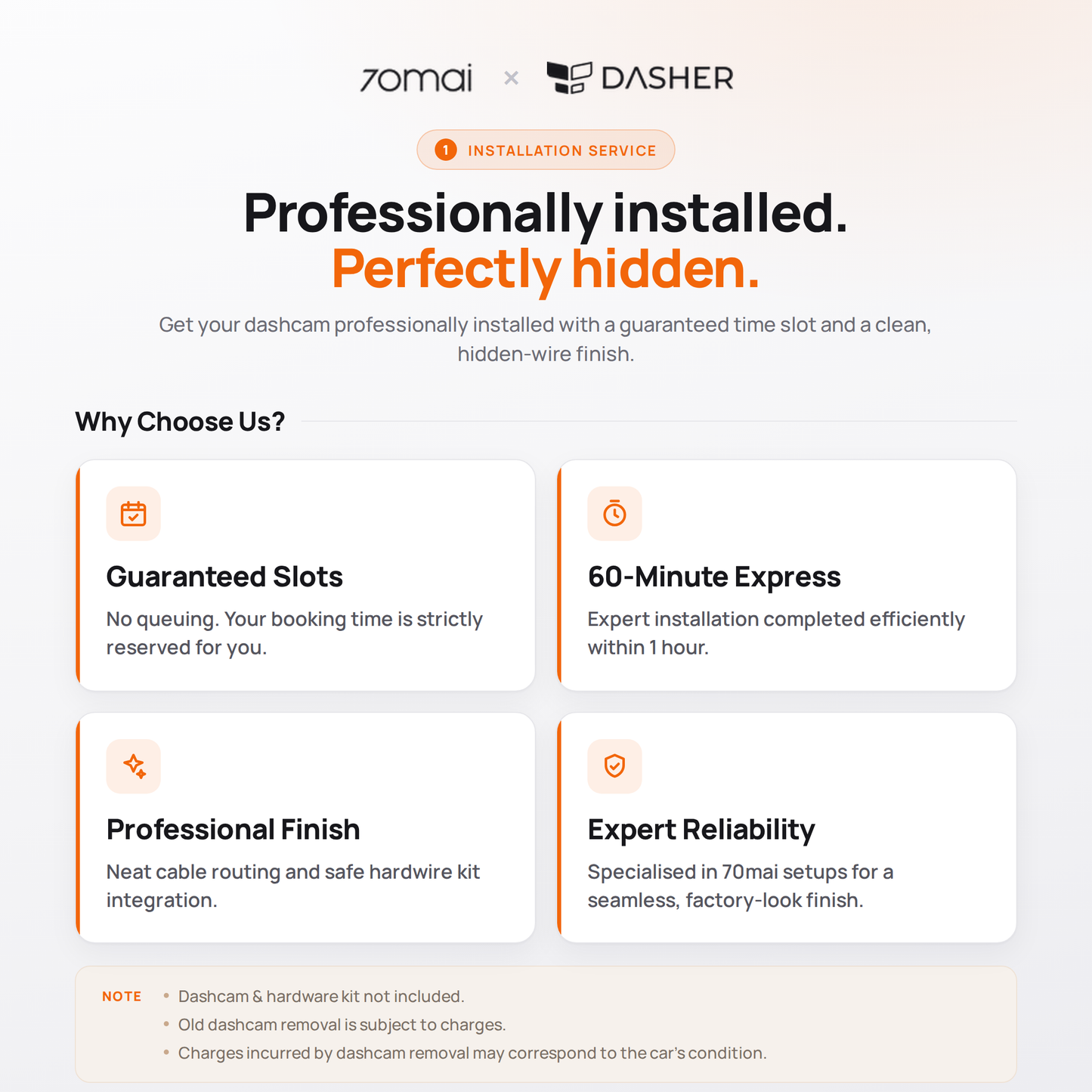 Dash Cam Installation Booking Product vendor