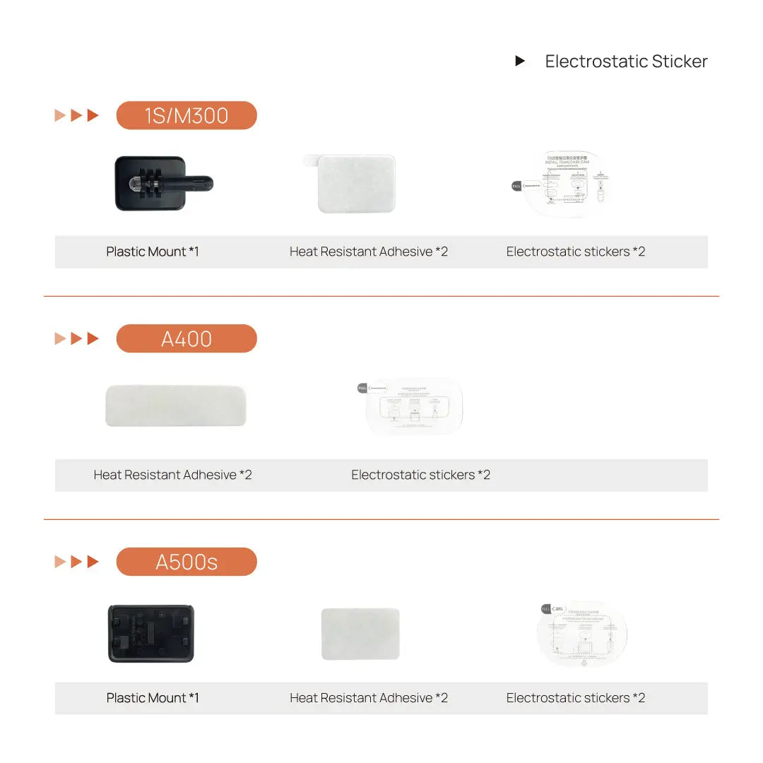 1S/M300 kit: plastic mount, heat-resistant adhesive, electrostatic stickers