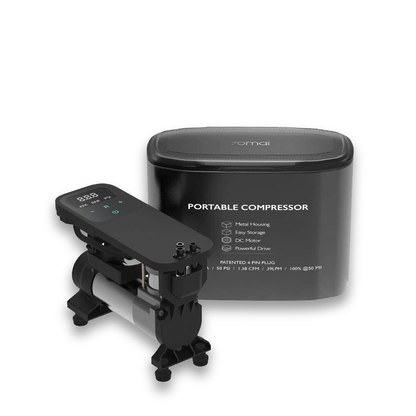 TP01 portable air compressor with digital control panel and nozzle connectors