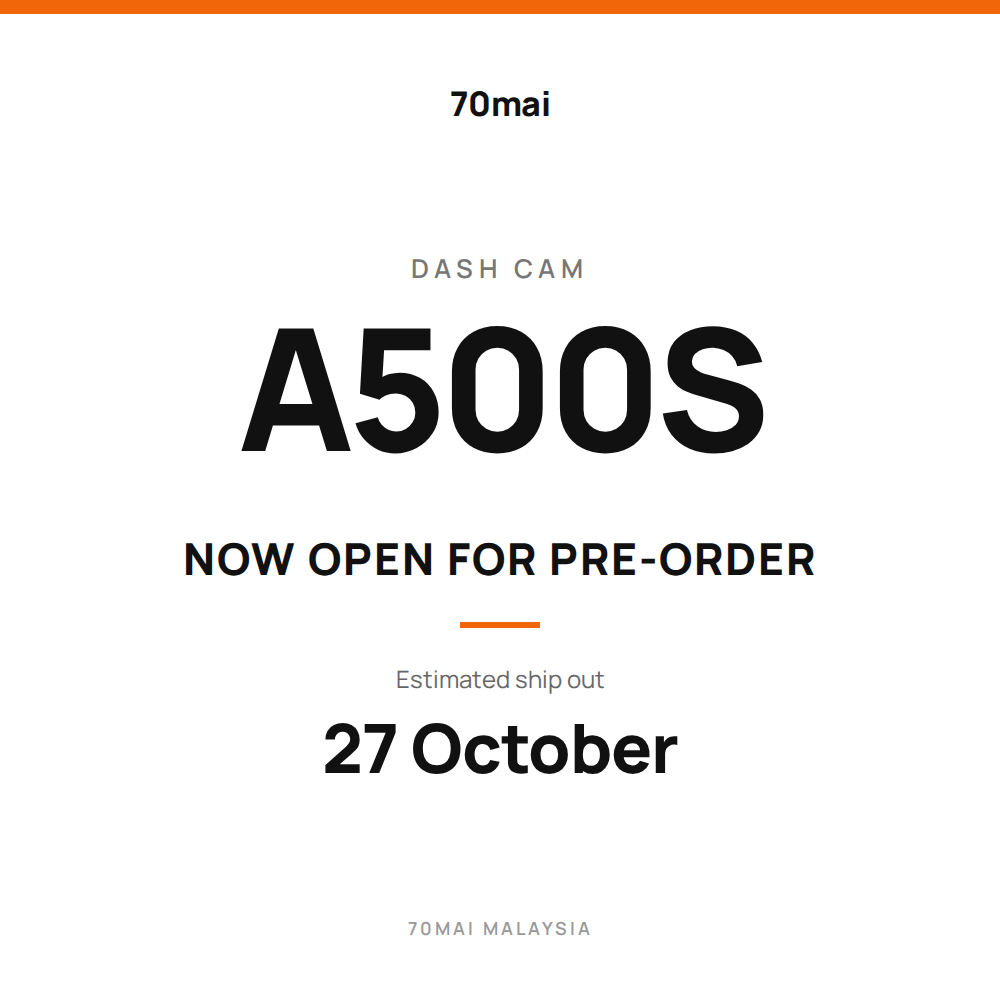 70mai A500s dash cam pre-order sign with estimated ship date 27 October