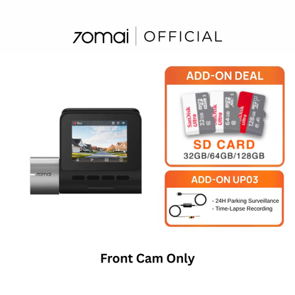 Front dash cam with screen and lens, front camera only