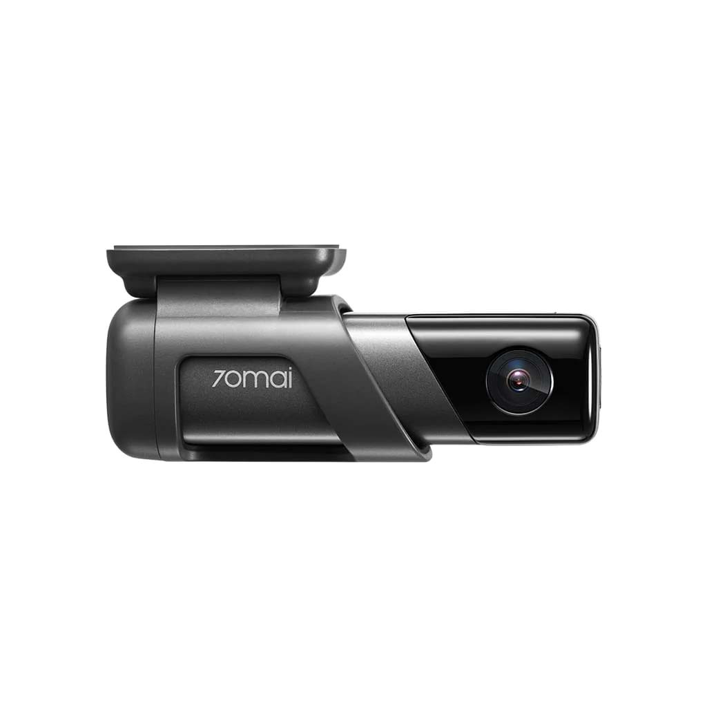 M500 2.7K dashcam, compact black body with front camera lens and mount clip