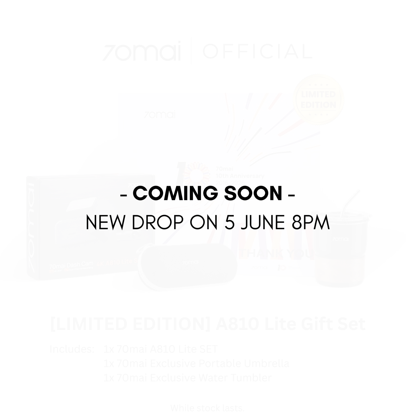 Limited edition A810 Lite gift set coming soon promotional card
