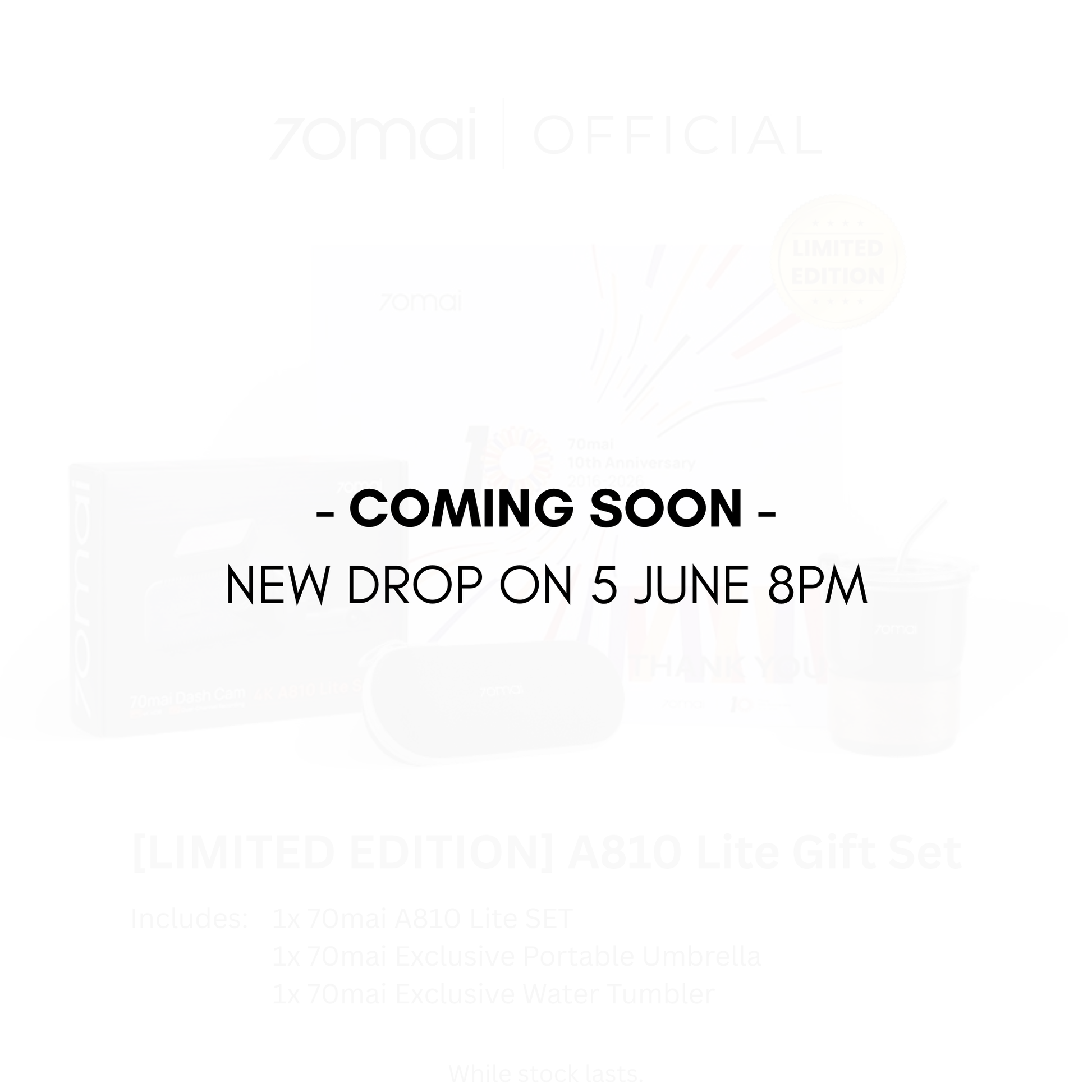 Limited edition A810 Lite gift set coming soon promotional card