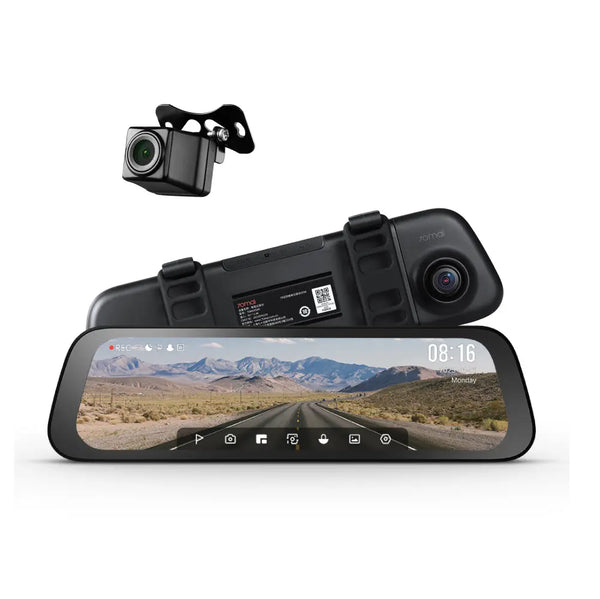 S500 rearview dashcam with rear camera module and wide dashboard display