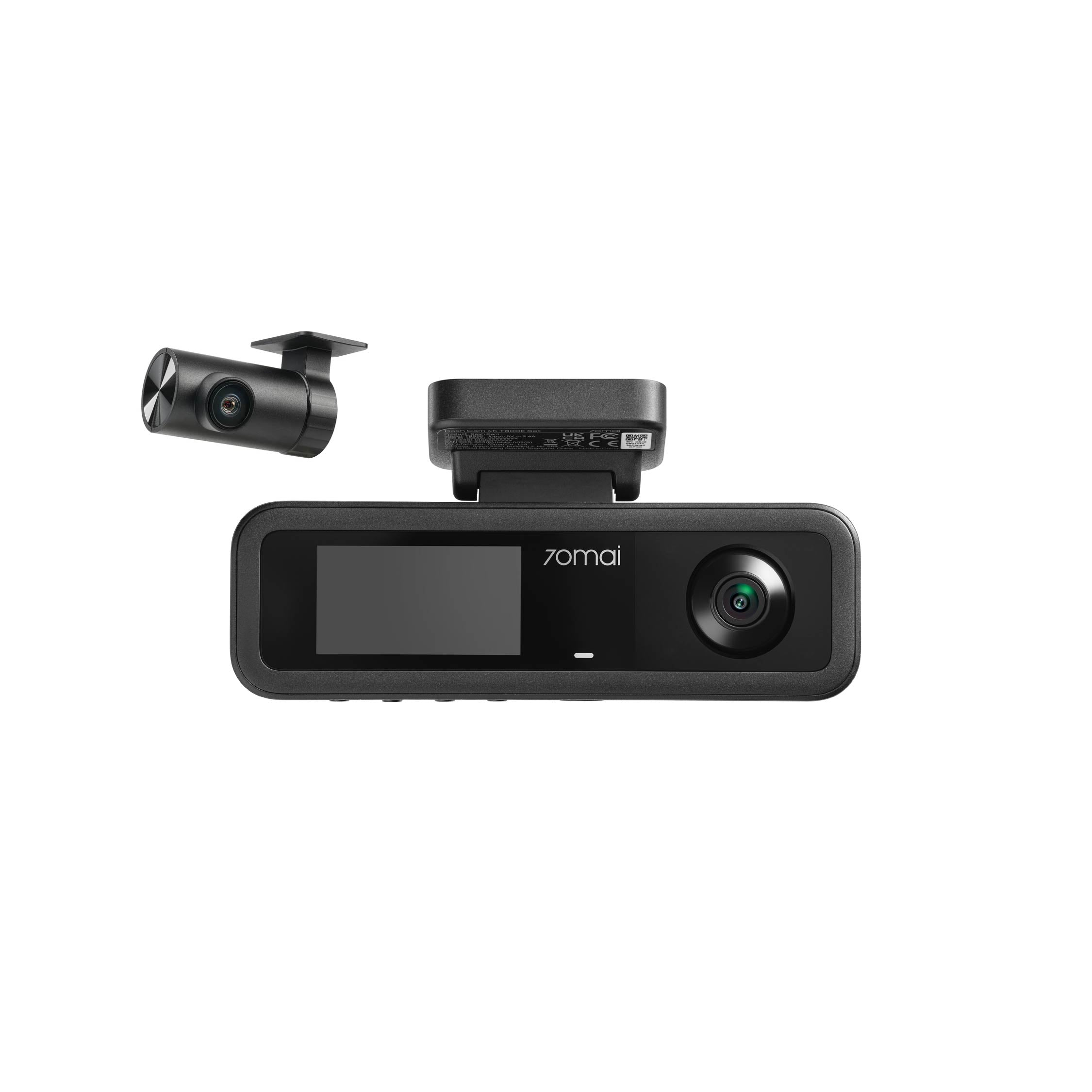 Three-channel dash cam kit with main dashboard unit and two camera modules