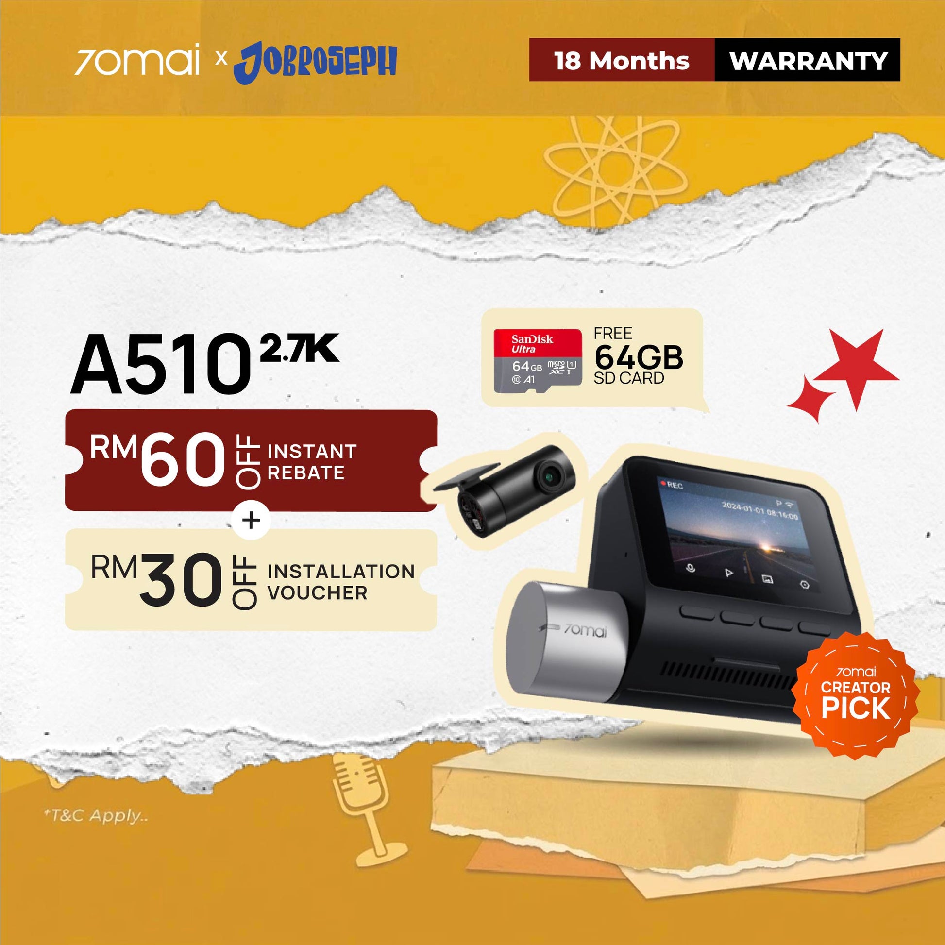 [Jobroseph Exclusive] A510 2.7K Dashcam 4G Product vendor