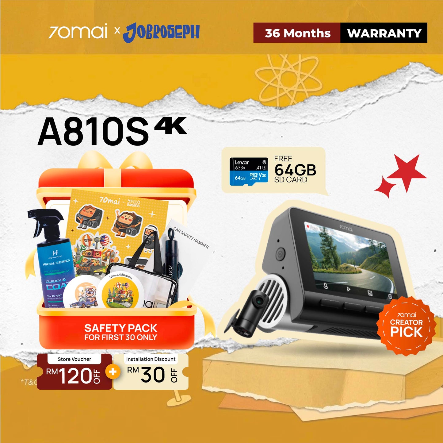 [Jobroseph Exclusive] A810S 4K Dashcam 4G Product vendor