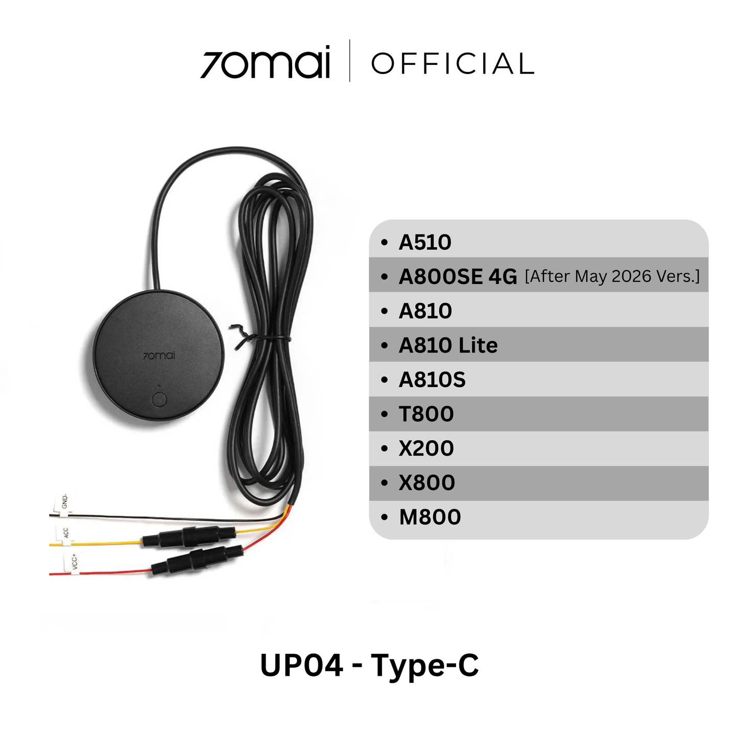 70mai hardwire kit with round Type-C module and bundled wiring cables