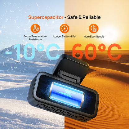 Dash cam supercapacitor component with protective module for reliable power