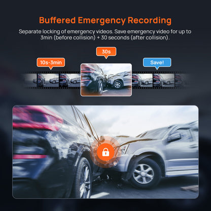 Dashcam buffered emergency recording showing saved moments before and after impact