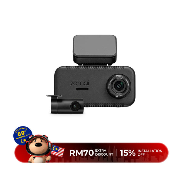 70mai A810 Lite 4G 4K dashcam with front and rear camera units, compact black design