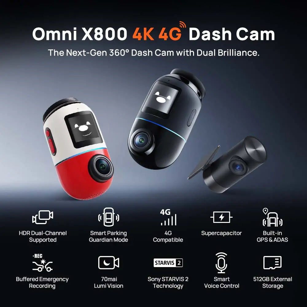 【128G】70mai Dash Cam Omni 360°撮影対応 70mai 4K Omni: The next-gen 360° dash cam with dual brilliance