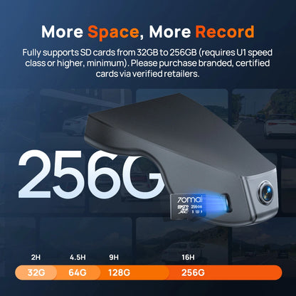 7omai N500 2.7K dash cam with compact dark gray body and front camera lens