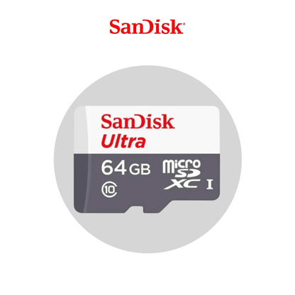 Sandisk Ultra microSD 64GB, graue Karte mit microSDXC und A1 Aufdruck