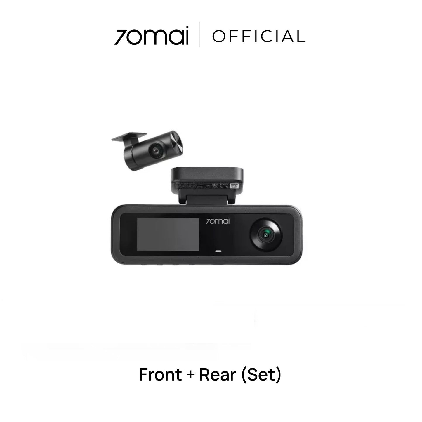 Front and rear dash cam set with dash unit and rear camera module