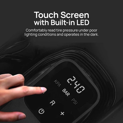 Touchscreen air compressor with built-in LED display for PSI and BAR