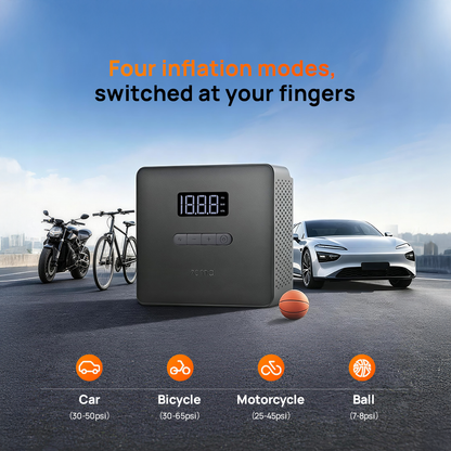 Portable air compressor pump with digital display and nozzle hose