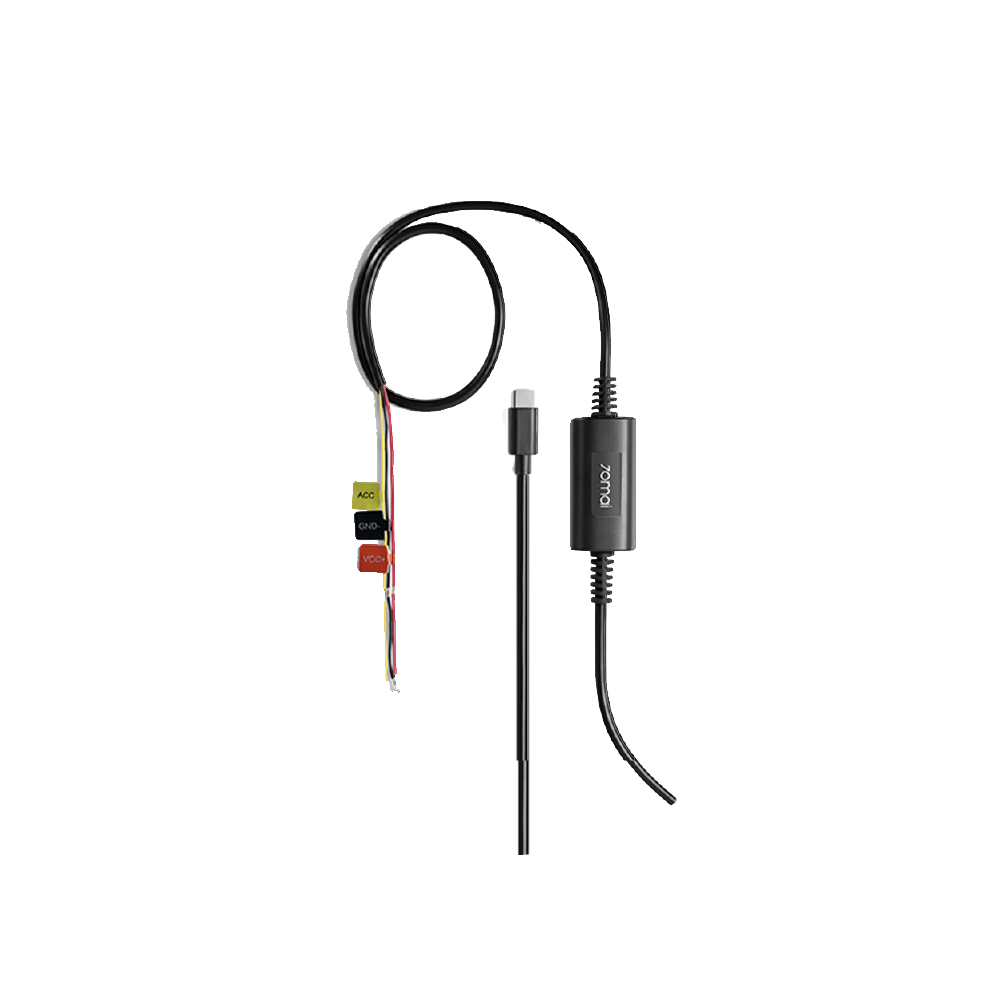Hardwire kit with black control module and fused wiring harness, Type-C cable ends