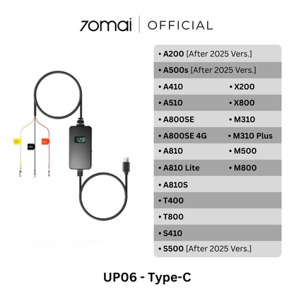 Adjustable hardwire kit bundle with voltage display module and Type-C cable